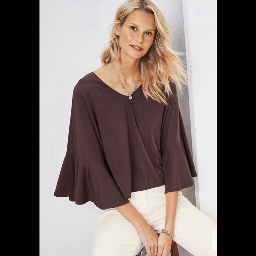 Garnet Hill Tencel Bell-Sleeve knit top